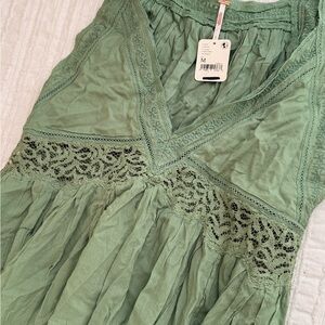 Free People Sage Green Maxi Dress with Lace Trim